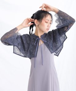 atlo ドレス 結婚式 パーティードレス ミモレ丈と袖ありレイヤードケープお呼ばれフォーマルオケージョンドレス 二次会 成人式