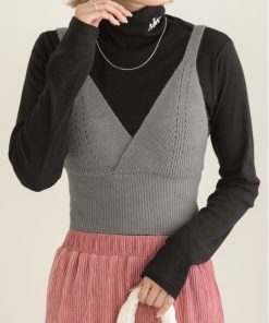 ad thie キャミソール カシュクールデザイン ニットキャミソール