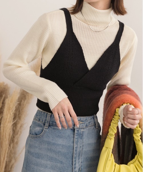 ad thie キャミソール カシュクールデザイン ニットキャミソール - 画像 (2)