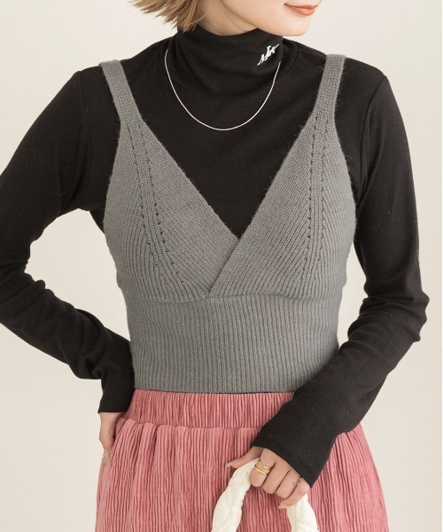 ad thie キャミソール カシュクールデザイン ニットキャミソール - 画像 (9)