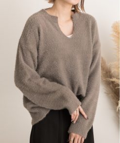 ad thie ニット セーター キーネック・ふんわり シャギーニット レディース