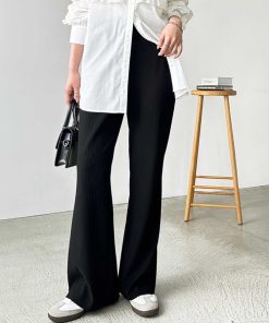 GeeRA パンツ 「S-XLサイズ展開」-3kg見え！夏のレイヤードコーデに！セルフカットセミフレアイージーパンツ レディース