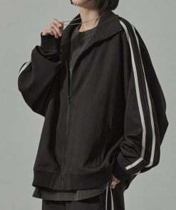 ジャージ 「セットアップ対応」'huge sizing' ダブルフェイスサイドラインオーバーサイズトラックジャケット メンズ レディース