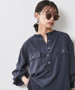 CHIC STYLE ブラウス シャツ 衿リブブラウス 「大きいサイズ有」シックスタイル レディース