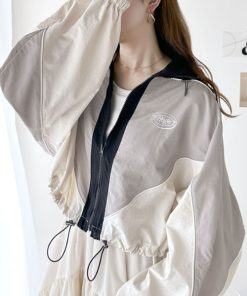 Java ブルゾン ジャンバー 「Javaジャバコラボ」甘カジュアルを格上げ。配色パイピングナイロンジャケット レディース