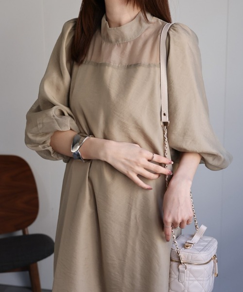 sakishimatokyo ドレス シアー切り替えワンピース/フォーマルドレス/オケージョン対応 - 画像 (4)