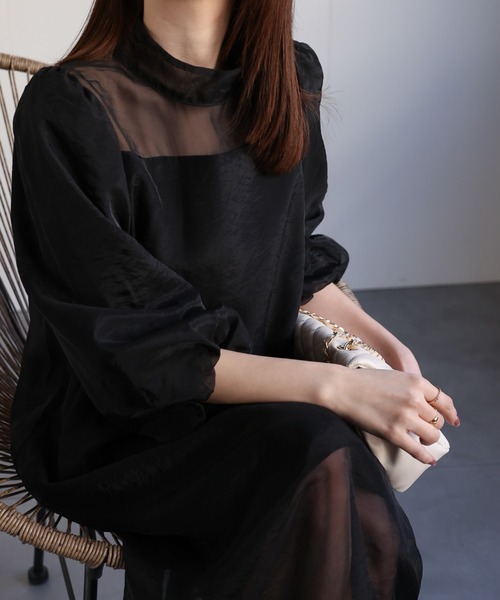 sakishimatokyo ドレス シアー切り替えワンピース/フォーマルドレス/オケージョン対応 - 画像 (9)