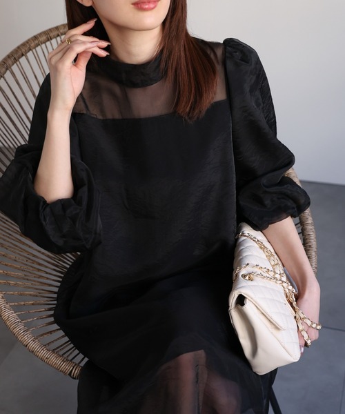 sakishimatokyo ドレス シアー切り替えワンピース/フォーマルドレス/オケージョン対応 - 画像 (7)