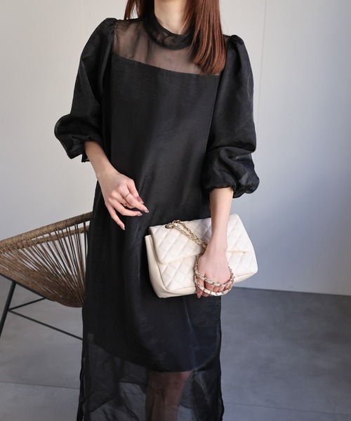 sakishimatokyo ドレス シアー切り替えワンピース/フォーマルドレス/オケージョン対応 - 画像 (8)