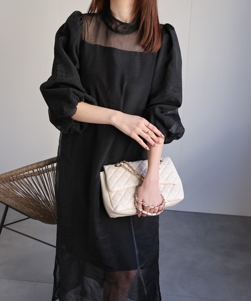 sakishimatokyo ドレス シアー切り替えワンピース/フォーマルドレス/オケージョン対応 - 画像 (6)