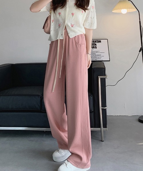 miniministore スラックス パンツ 無地ロングパンツ 厚手 脚長パンツ 秋冬 レディース