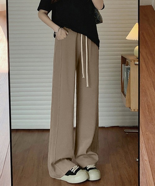 miniministore スラックス パンツ 無地ロングパンツ 厚手 脚長パンツ 秋冬 レディース - 画像 (2)