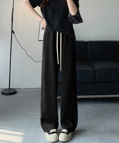 miniministore スラックス パンツ 無地ロングパンツ 厚手 脚長パンツ 秋冬 レディース - 画像 (5)