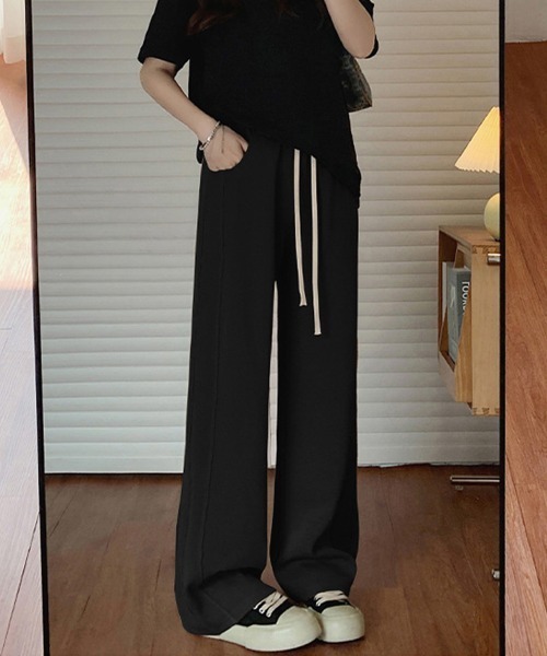 miniministore スラックス パンツ 無地ロングパンツ 厚手 脚長パンツ 秋冬 レディース - 画像 (6)