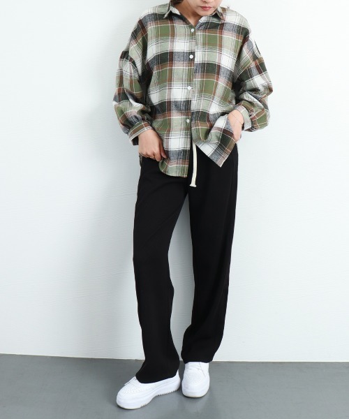 miniministore スラックス パンツ 無地ロングパンツ 厚手 脚長パンツ 秋冬 レディース - 画像 (8)