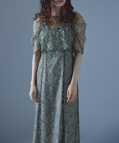 etoll. ドレス 刺繍レースレイヤードドレス - 画像 (5)