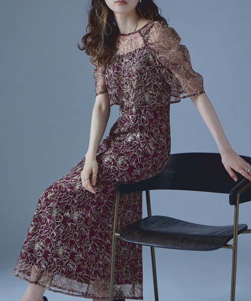 etoll. ドレス 刺繍レースレイヤードドレス - 画像 (6)