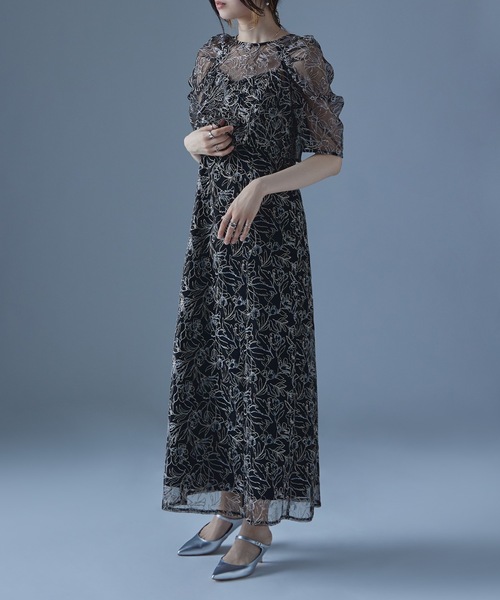 etoll. ドレス 刺繍レースレイヤードドレス - 画像 (2)