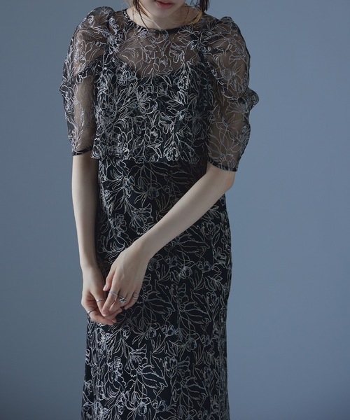 etoll. ドレス 刺繍レースレイヤードドレス - 画像 (7)