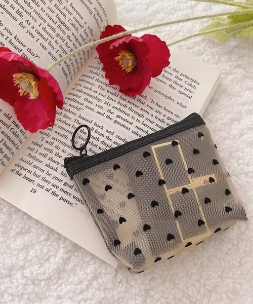 ポーチ 「半額セール延長中」お気に入り26,161人突破!メッシュハート柄ポーチBEIGE(S) レディース - 画像 (3)