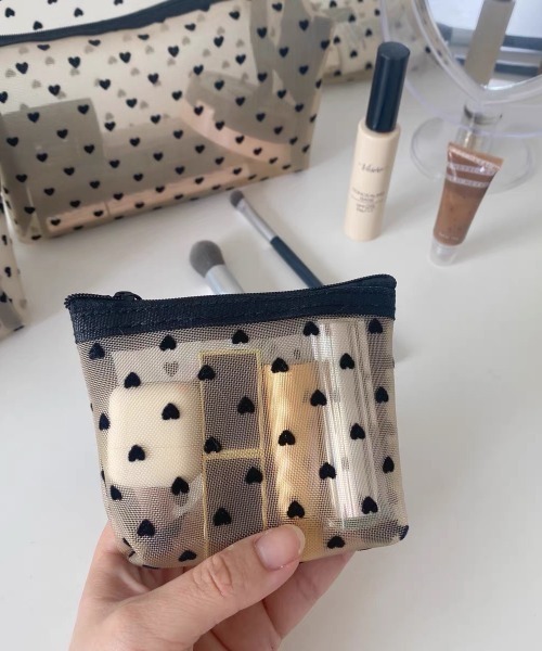 ポーチ 「半額セール延長中」お気に入り26,161人突破!メッシュハート柄ポーチBEIGE(S) レディース - 画像 (7)