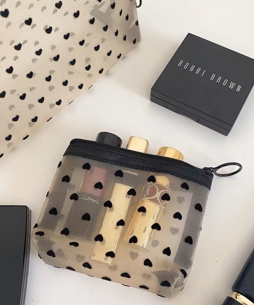 ポーチ 「半額セール延長中」お気に入り26,161人突破!メッシュハート柄ポーチBEIGE(S) レディース - 画像 (8)