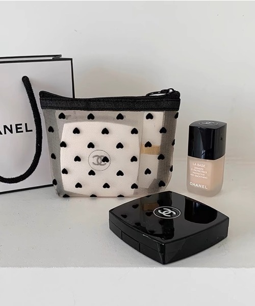 ポーチ 「半額セール延長中」お気に入り26,161人突破!メッシュハート柄ポーチBEIGE(S) レディース - 画像 (5)