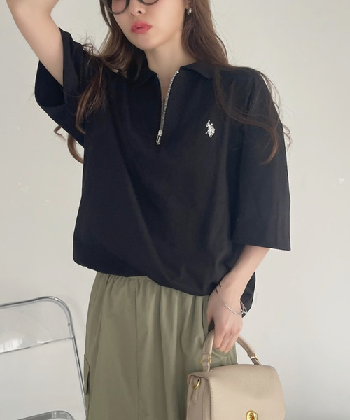 U.S. POLO ASSN. ポロシャツ ポロ Ada. // ハーフジップ ショートスリーブ レディース - 画像 (3)
