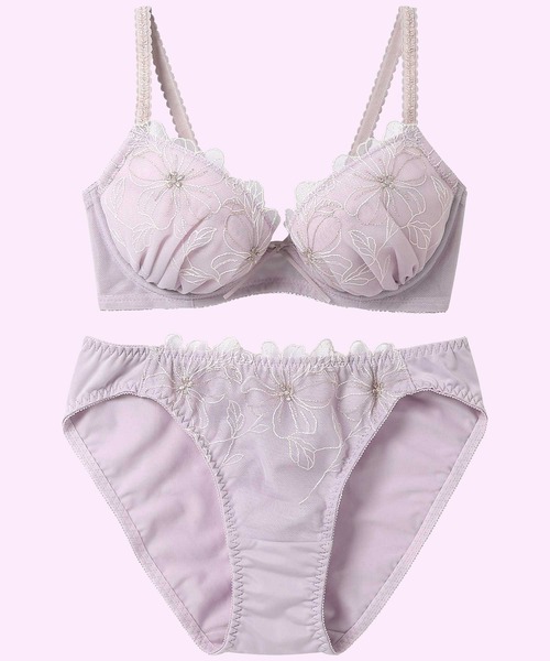 AMPHI(ワコール) ブラジャー ショーツセット 「まる胸メイク」ブラ&ショーツセット エンブロイダリーレース - 画像 (8)
