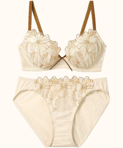 AMPHI(ワコール) ブラジャー ショーツセット 「まる胸メイク」ブラ&ショーツセット エンブロイダリーレース - 画像 (5)