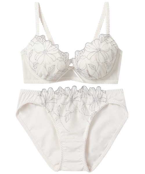 AMPHI(ワコール) ブラジャー ショーツセット 「まる胸メイク」ブラ&ショーツセット エンブロイダリーレース - 画像 (2)