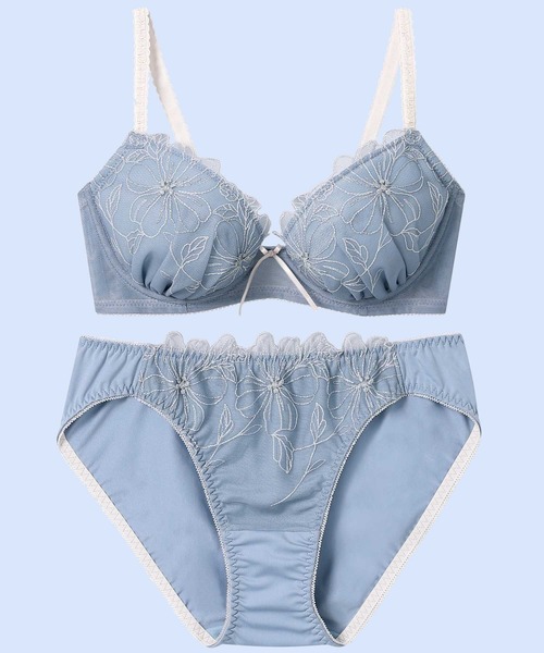 AMPHI(ワコール) ブラジャー ショーツセット 「まる胸メイク」ブラ&ショーツセット エンブロイダリーレース - 画像 (7)