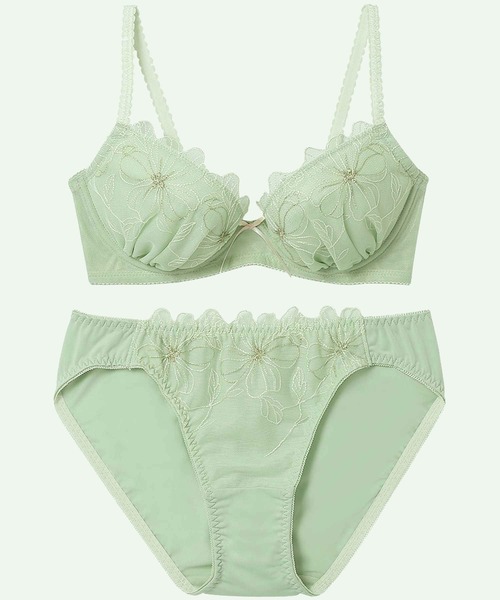AMPHI(ワコール) ブラジャー ショーツセット 「まる胸メイク」ブラ&ショーツセット エンブロイダリーレース - 画像 (6)