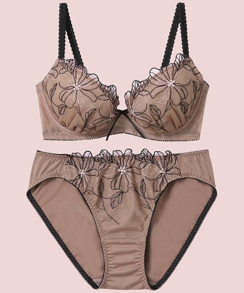 AMPHI(ワコール) ブラジャー ショーツセット 「まる胸メイク」ブラ&ショーツセット エンブロイダリーレース - 画像 (4)