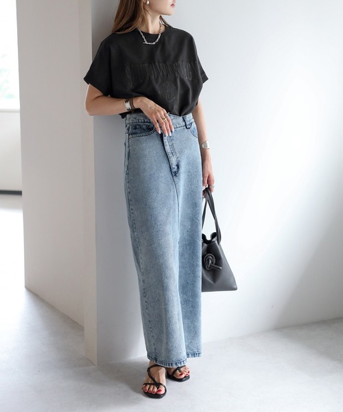 Bonjour Sagan tシャツ カレッジ刺繍ピグメントスウェットTシャツ レディース - 画像 (7)