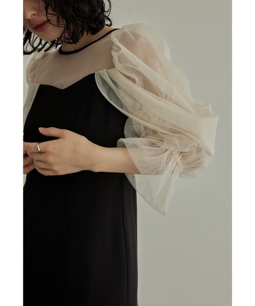 niana ドレス チュールオフショルダードレス 結婚式 パーティードレス オケージョンドレス 同窓会 お呼ばれワンピース - 画像 (2)