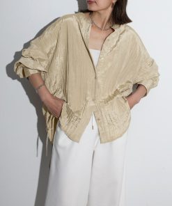 Bonjour Sagan ブラウス シャツ ワッシャーサテンドロストシャツ レディース