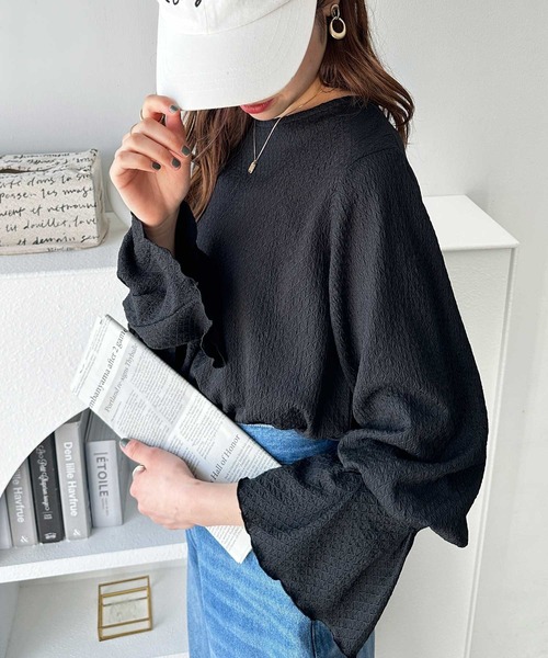 GeeRA tシャツ キャンディースリーブ表面感カットソー レディース