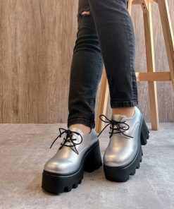 Noubel Voug Relax フォーマルシューズ 厚底タンクソール レースアップ スクエアトゥ シューズ レディース