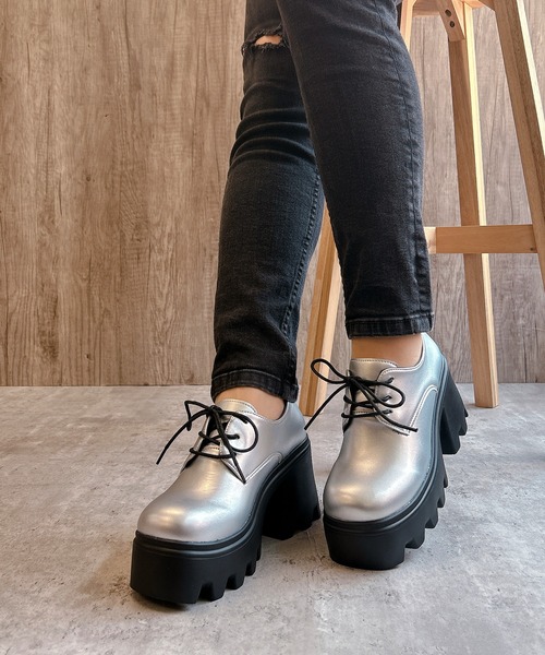 Noubel Voug Relax フォーマルシューズ 厚底タンクソール レースアップ スクエアトゥ シューズ レディース - 画像 (2)