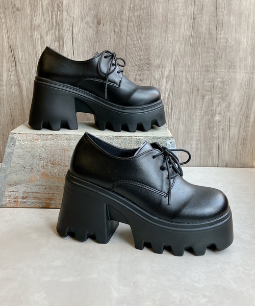 Noubel Voug Relax フォーマルシューズ 厚底タンクソール レースアップ スクエアトゥ シューズ レディース - 画像 (7)