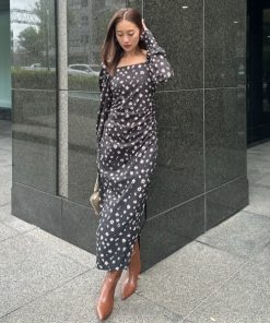 rienda ワンピース ドレープIラインワンピース 秋服 冬服