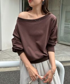 andme トレーナー スウェット 「新色追加」ボリューム袖オフショルダースウェットトップス レディース