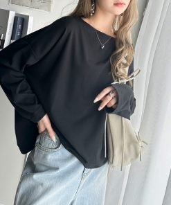 classicalelf tシャツ 女性らしさ漂う、大人シンプル。シルケット風ボートネックロンTee レディース