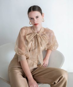 Leja パンツドレス 「LEJA」ドット柄スパンコールパフスリーブボレロオールインワンドレス 2点セット美脚効果 結婚式 パーティードレス 成人式 二次会 同