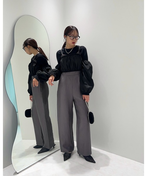 Leja パンツドレス 「LEJA」ドット柄スパンコールパフスリーブボレロオールインワンドレス 2点セット美脚効果 結婚式 パーティードレス 成人式 二次会 同 - 画像 (5)