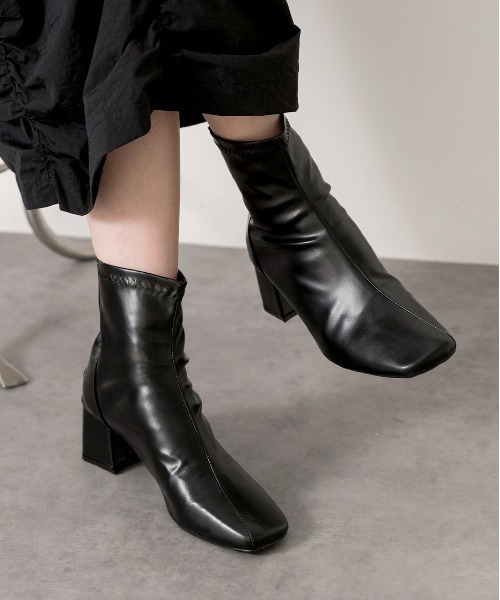 ad thie ブーツ スクエアトゥ ショートブーツ レディース - 画像 (2)