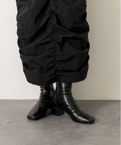 ad thie ブーツ スクエアトゥ ショートブーツ レディース - 画像 (5)