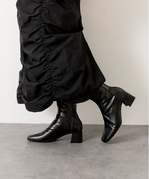 ad thie ブーツ スクエアトゥ ショートブーツ レディース - 画像 (7)