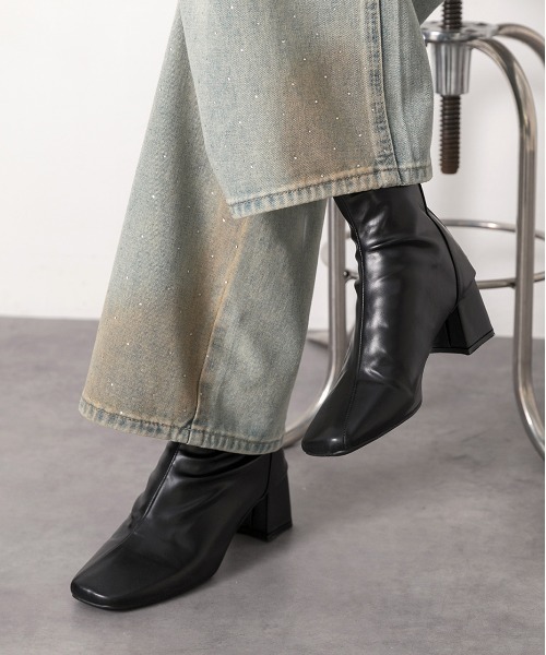 ad thie ブーツ スクエアトゥ ショートブーツ レディース - 画像 (8)